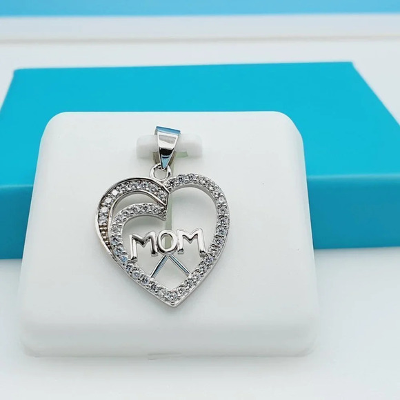 925 Sterling Silver CZ Beautiful Mom Pendant for Women, 1USPAR4089 - Picture 6 of 11